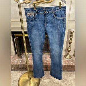 L&B Bling Bootcut Jeans Size 24‎ – Embroidered Western Stretch Denim